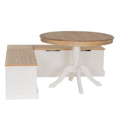 Natural Pine and White Backless Corner Nook Set