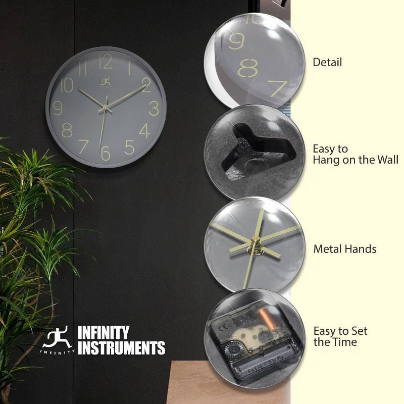 14&#34; Stencil Number Clock Light Gray - Infinity Instruments, 4 of 7