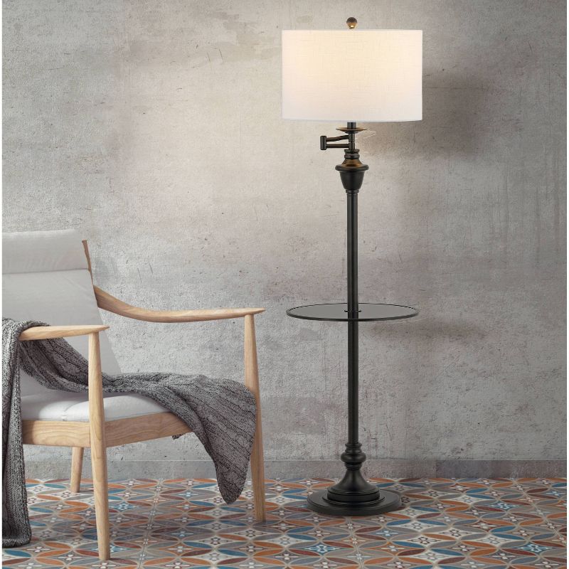 60&#34; Cora Metal/Glass Side Table and Floor Lamp (Includes LED Light Bulb) Black - JONATHAN Y, 4 of 9