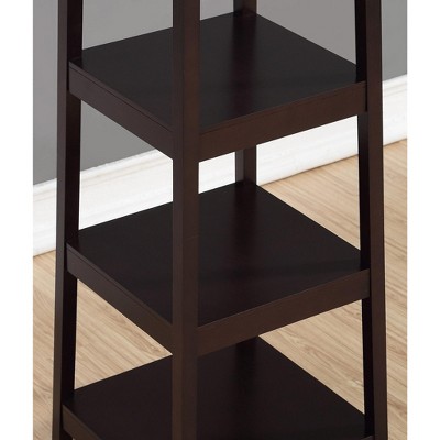 Espresso 72" Wood Coat Rack with 3-Tier Storage Shelves