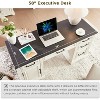 SinCiDo 58" Farmhouse Executive Desk, Embossed Texture Computer Desk with Drawers & Cabinet, Writing Table for Home Office - 3 of 4
