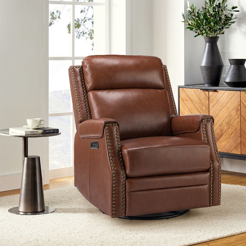 Hieronymus Genuine Leather Power Rocking Recliner with Tufted Design | ARTFUL LIVING DESIGN, 3 of 12