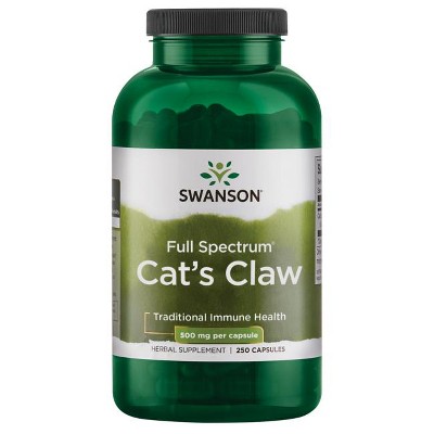 Swanson Full Spectrum Cat's Claw 500 mg 250 Capsules.