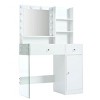 Resenkos Vanity Desk with Mirror and 3 Lighting Modes, Makeup Vanity with Glass Top and Storage Shelves, - 3 of 4