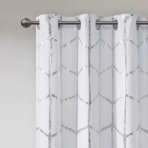 Gracie Mills Isabelle Metallic Geometric Total Blackout Grommet Top Curtain Panel - 1 of 4