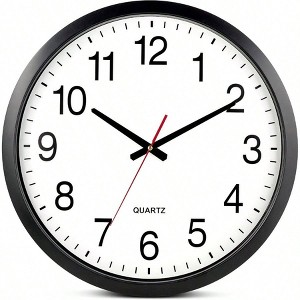 Black Wall Clock Silent Non Ticking XL 18 Inch Quartz Operated Round Easy to Read Home Office Classroom School Clock Black - 1 of 4