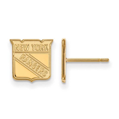Black Bow Jewelry 14k Yellow Gold New York Rangers NHL Stud Earrings