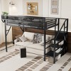 KWPZQEB Loft Bed with Storage Stairs, Heavy Duty Metal Loft Bed Frame with Built-in Storage Shelves & Wardrobe for Teens, Easy Assembly - 3 of 4