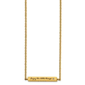 Chisel Stainless Steel Yellow IP-plated Enameled with Cubic Zirconia ENJOY THE LITTLE THINGS Bar on a 16" Cable Chain Necklace with a 2" Ext. - 1 of 4