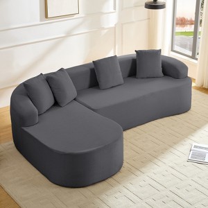 Mjkone 99''Chenille L-Shape Sectional Sofa with Curved Chaise，Modern Cloud 3-Seater Sofa - 1 of 4