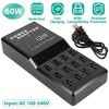 LakeForest "Multi 12-Port USB Charging Station Hub 60W: Fast Charger for iPod, iPhone & More with 3.74ft Power Cord" Black - 2 of 3