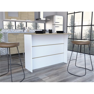LunaLulinlk Kitchen Island with Ample Workstation and 2-Tier Shelf White / Light Pine