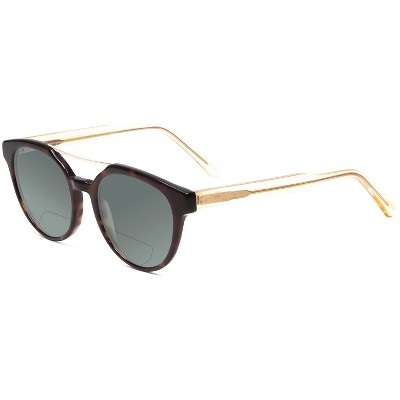 Scott&Zelda SZ7431 Unisex Polarized Bi-Focal Sunglasses Tortoise Brown Gold 50mm Blue Mirror +1.00