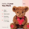 Bearington I Love You More Valentines Teddy Bear with Red Big Heart, 6 Inches Brown Fluffy and Adorable Bear - 2 of 4