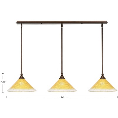 Toltec Lighting Any 3 - Light Chandelier in  Bronze with 12" Gold Champagne Crystal Shade