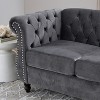 KWPZQEB Chesterfield Velvet Sofa, Tufted Button Sofa with Scroll Arms & Nailhead, Luxury Sofa with Wood Legs & Thick Cushion for Living Room - 4 of 4