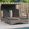 vidaXL Gray Double Sun Lounger with Canopy and Cushions - Modern Poly Rattan Outdoor Patio Recliner with Adjustable Backrest and UV Resistance - 2 of 4