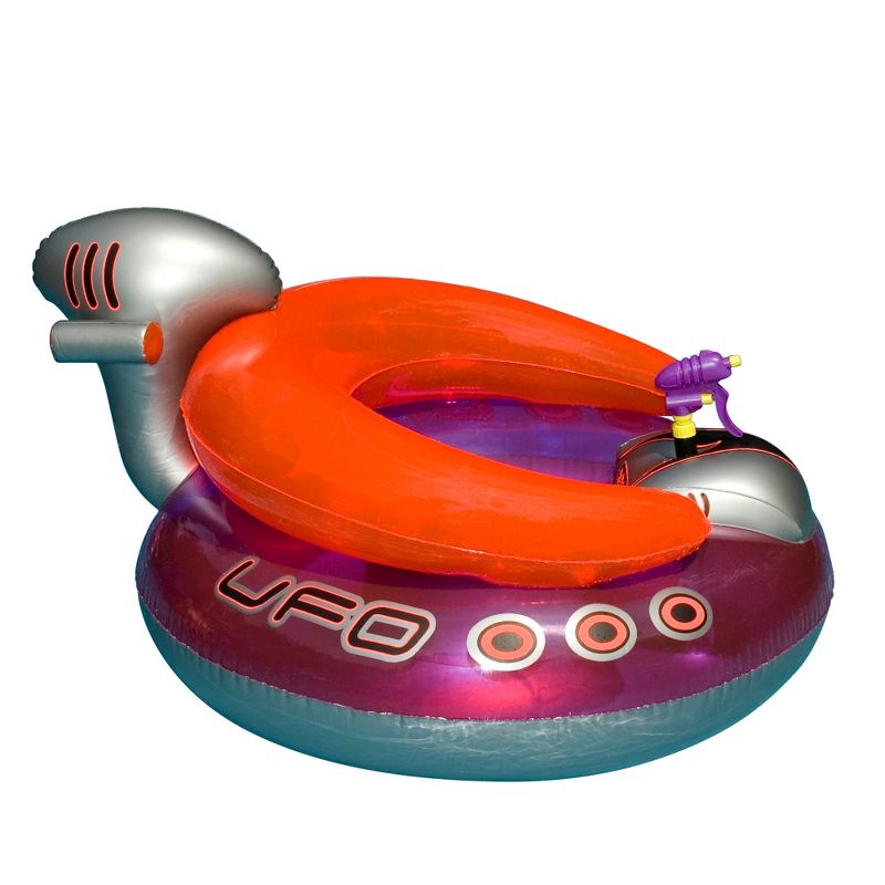 Swimline 45" Water Sports Inflatable UFO Squirter Spaceship 1-Person Swimming Pool Ride-On Float - Red/Purple, 1 of 3