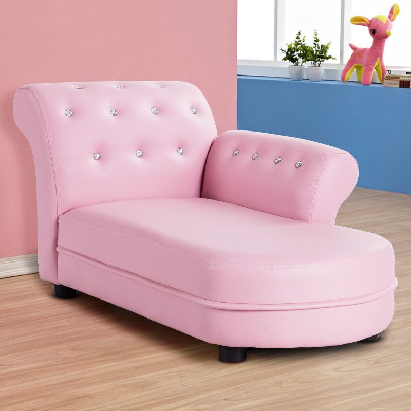 Tangkula Kids Sofa Relax Couch Chaise Lounge Armrest Chair Bedroom Living Room Pink, 2 of 11