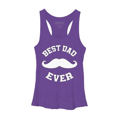 Women's Design By Humans Best Dad Ever Mustache By sukhendu12 Racerback Tank Top