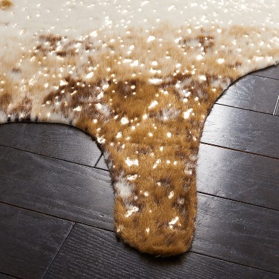 Beige and Dark Brown Faux Cowhide Rectangular Rug 6' x 8'