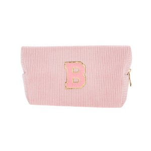 Unique Bargains Corduroy Rectangular Letter Makeup Bag Pink 1 Pc - 1 of 4