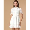 Allegra K Women's Peter Pan Collar Floral Drawstring Chiffon Layered Dress - 3 of 4