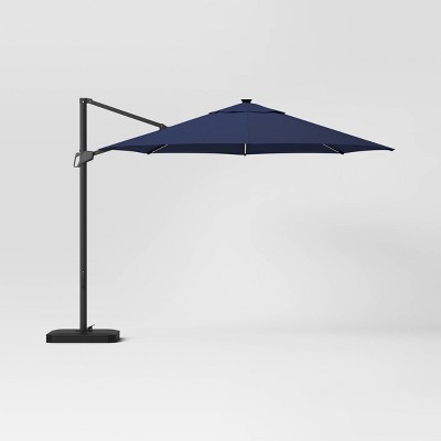 11' Round Offset Solar Outdoor Patio Cantilever Umbrella with Black Pole - Threshold™
