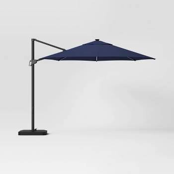 11' Round Offset Solar Outdoor Patio Cantilever Umbrella with Black Pole - Threshold™