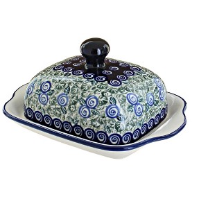 Blue Rose Polish Pottery 858 Zaklady Square Butter Dish - 1 of 1