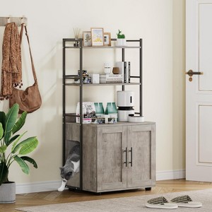 homfan Cat Litter Box Enclosure with platform-3-Tier Cabinet Hides Litter Box, 150lb Capacity - 1 of 4