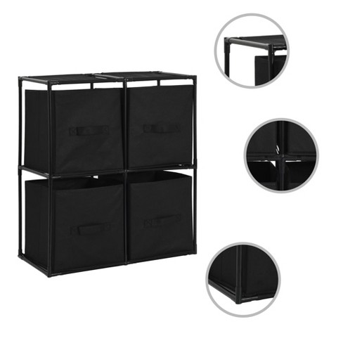 vidaXL Storage Cabinet with 4 Fabric Baskets Black 24.8 in.x11.8 in.x28 in. Steel - image 1 of 4