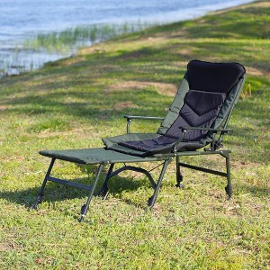 KTMBDW Portable Camping Chair, Camping Chair with Adjustable Cushioned backrest and detachable footrest for Indoor and Outdoor Camping, Black+Green. - 1 of 4