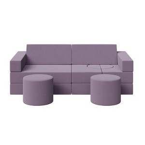 13 Pcs Kids Modular Play Couch - Washable Velvet Covers, Building Fort Toddler Sofa Set, Convertible Foam Floor Chair for Playroom & Living Room - 1 of 4