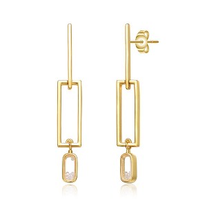 Chic 14K Yellow Gold Drop Earrings with a Pop of Color from Vibrant Cubic Zirconia for a Stylish and Elegant Statement - 1 of 2