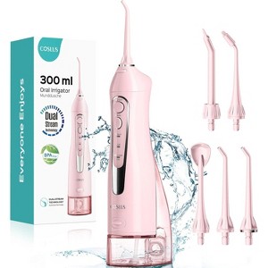 COSLUS Water Dental Flosser Teeth Pick: Portable Cordless Oral Irrigator 300ML Rechargeable Travel Irrigation Cleaner Electric Flossing Machine - 1 of 4