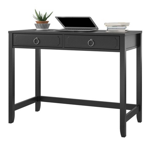 Black 2 drawer deals desk