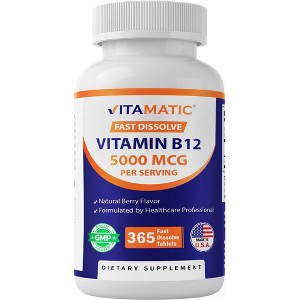 Vitamin B12 5000 mcg per Serving Fast Dissolve 365 Tablets - 1 of 4