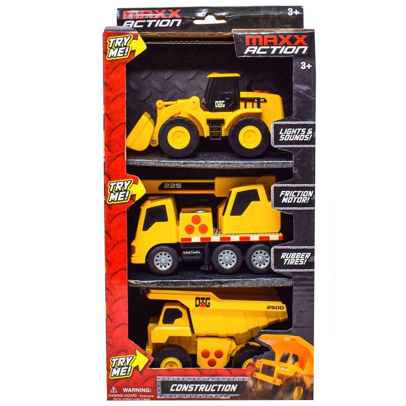 Maxx Action Mini Construction Lights &#38; Sounds Vehicles &#8211; Front End Loader, Excavator and Dump Truck - 3pk, 1 of 11