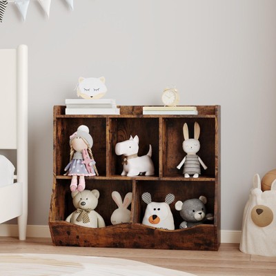 TackView 3-Tier Wooden Toy Storage Organizer & Bookshelf,5-Section Book Rack Daycare Furniture,for Nursery,Bedroom,School