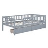 NicBex Twin Size Wooden Daybed, Modern Sofa Bed Frame with 2 Storage Drawers, Guardrails and Opening for Boy and Girl - 3 of 4