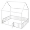 Twin/Full Size Wood House Bed with Fence and Door 4N - ModernLuxe - 4 of 4