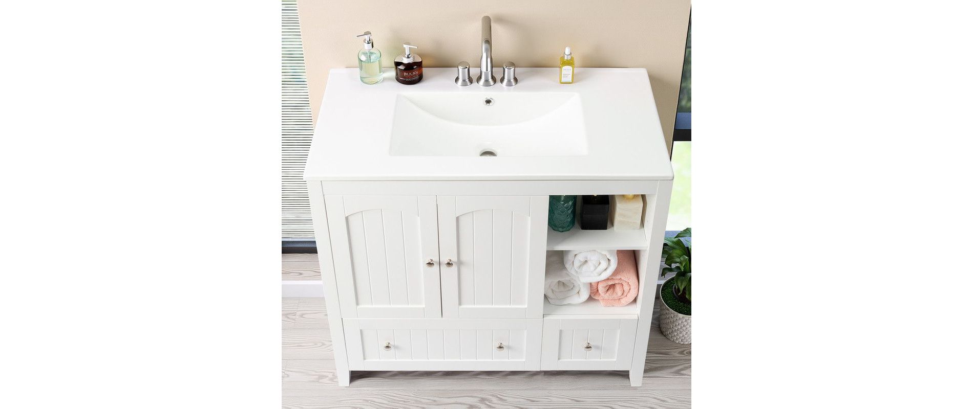 Karl Home White Bathroom Vanity Without Sink Top