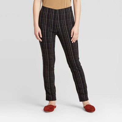 black plaid slacks