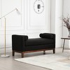 Upholstered Bench, Ottoman Bench with Wood Legs & Bolster Pillows For End Of Bed, Bedroom, Living Room, Entryway - 2 of 4