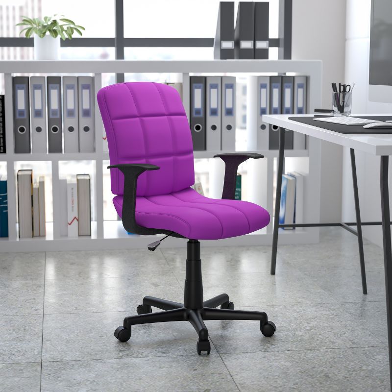 Emma and Oliver Mid-Back Quilted Vinyl Swivel Task Office Chair with Arms, 3 of 12