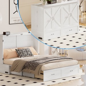 Mjkone Modern Queen Size Murphy Bed with USB ports & Mattress & Drawers - 1 of 4