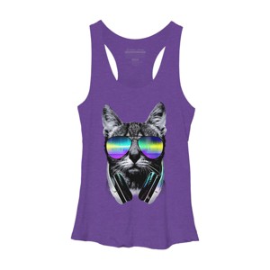 Women's Design By Humans Music Lover Cat By clingcling Racerback Tank Top - 1 of 3