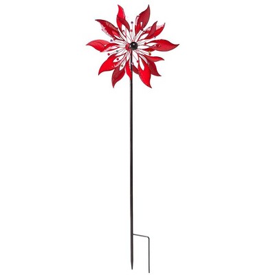 Wind & Weather Red Leaf Metal Wind Spinner