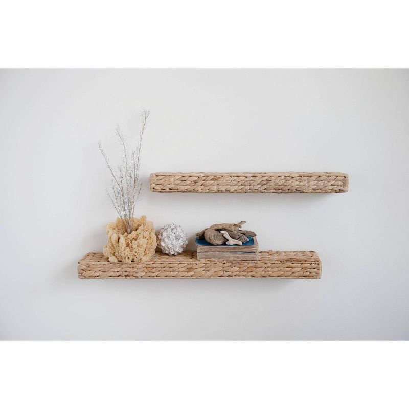 23.5&#34; Handwoven Water Hyacinth Wall Shelf Brown - Storied Home, 1 of 6